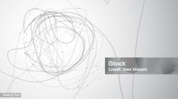 Background Shadow Thread Vector Abstract Black Thread With Dots And Shadows On White Background ...