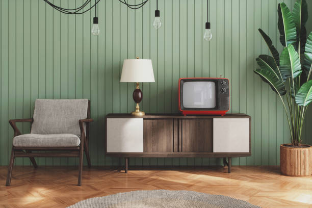 retro home interieur - furniture design indoors armchair stock-fotos und bilder
