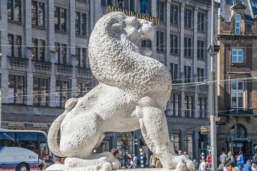 Lion Belonging To The Remembrance Of The Dead Statue At Amsterdam The Netherlands 6-5-2018