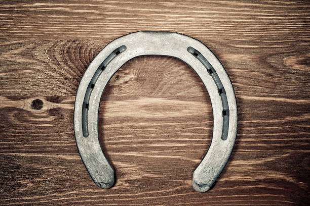 A horseshoe on a wooden background stock photo