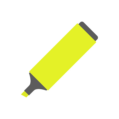 Yellow open marker highlighter pen. Isolated on white background. Vector illustration.
