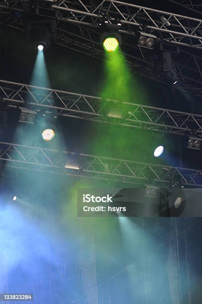 Lighting Equipment On Open Air Concert Stock Photo - Download Image Now - Stage - Performance Space, Scaffolding, No People