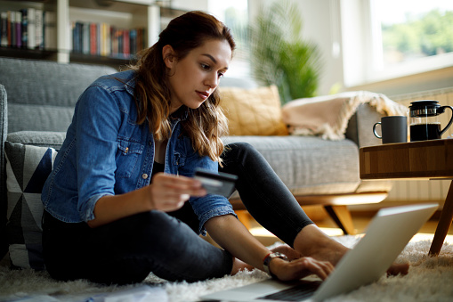 Woman shopping online