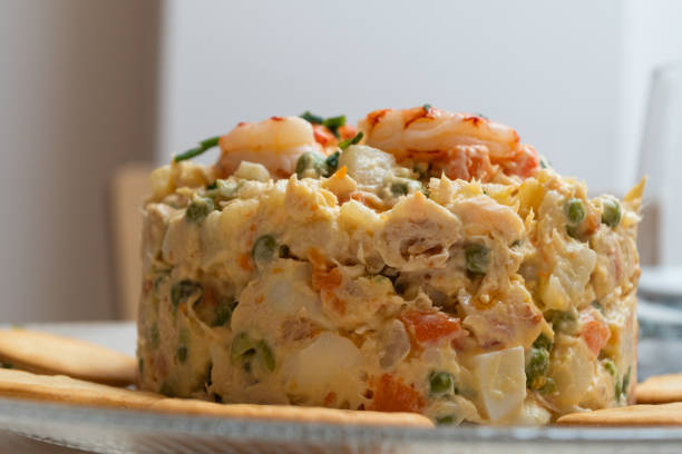 istock Delicious olivier salad with shrimp 1338240332