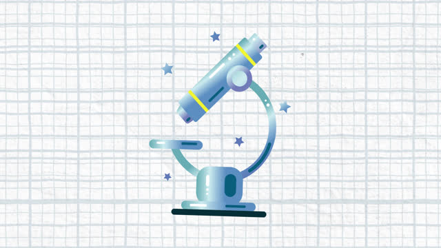 Animation of microscope icon over white background