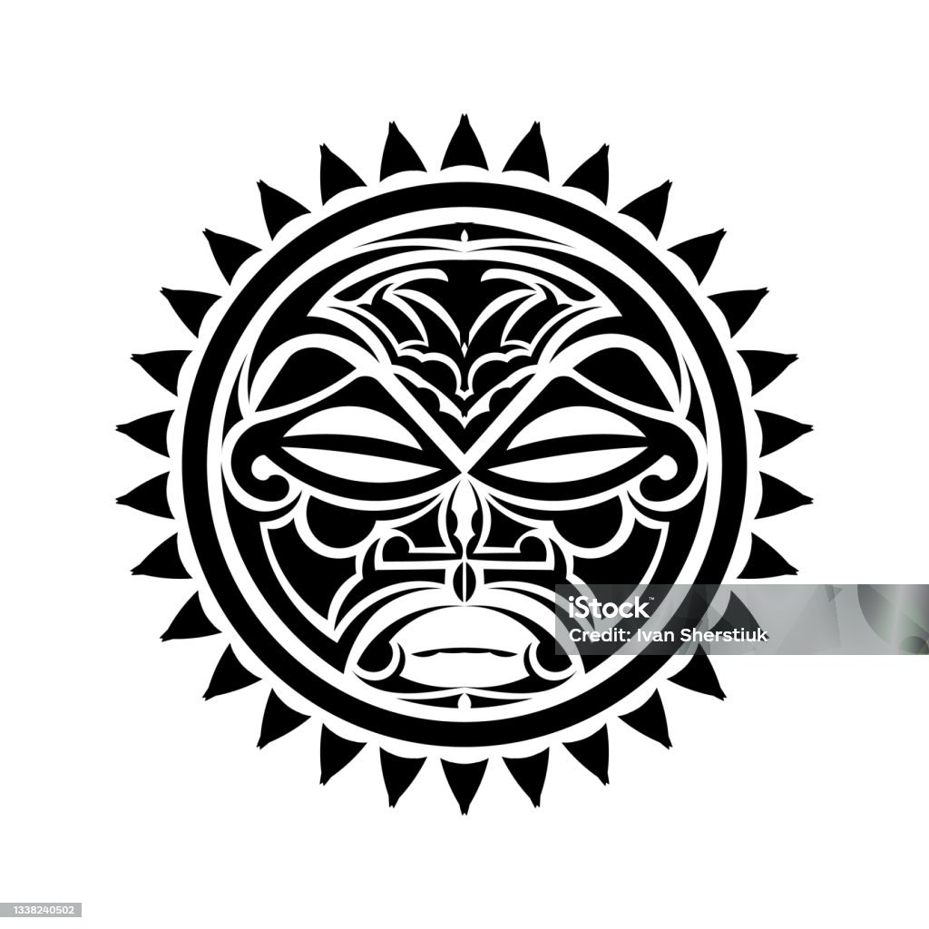 Trang Trí Hình Xăm Tròn Với Mặt Trời Theo Phong Cách Maori Mặt Nạ ...