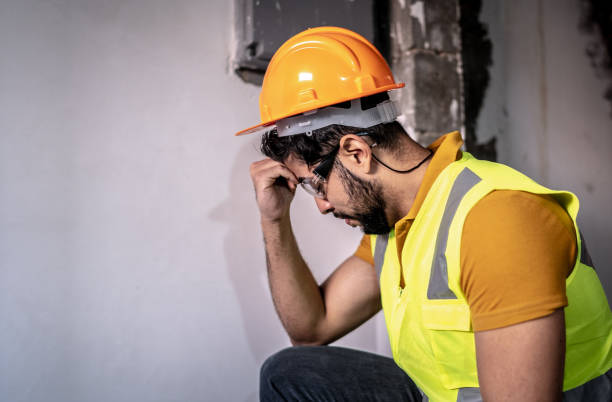 Exhausted construction worker at construction site Exhausted construction worker at construction site lazy construction laborer stock pictures, royalty-free photos & images