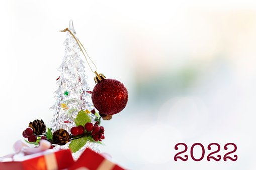 Happy New Year 2024. Template for holiday greeting card, isolated.