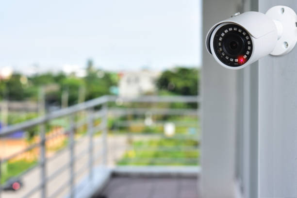 istock Outdoor CCTV camera for security and safety home from thief. 1338250441