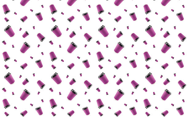 istock seamless pattern on white background purple paper coffee cups 1338253167
