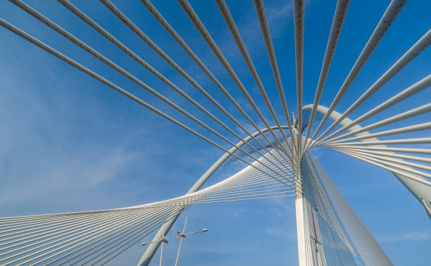 istock Low Angle View Of Suspension Bridge Against Sky 1338255081