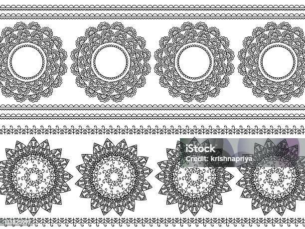 Henna Mandala Borders Stock Illustration - Download Image Now - Rangoli, Vector, Arabic Style