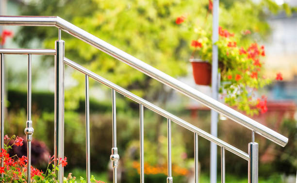istock chrome fence on staircase 1338260403