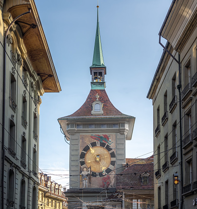 Western Facade of Zytglogge - Medieval Tower Clock - Bern, Switzerland
