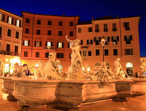 istock Fountain of Neptune at night, Piazza Navona 133826487