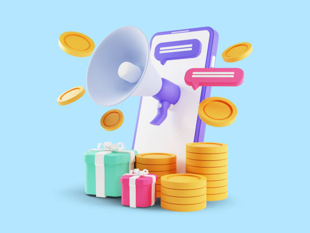3d render of Refer A Friend Concept, People share info about referral and earn money. Isolated on blue background 3d render of Refer A Friend Concept, People share info about referral and earn money. Isolated on blue background brand loyalty stock pictures, royalty-free photos & images
