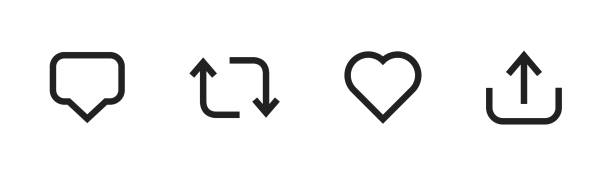 Social media icon. Vector icons collection. Like Comment Repost Share. Social media icon. Vector icons collection. Like Comment Repost Share. EPS 10. silhouette of the wifi icon stock illustrations