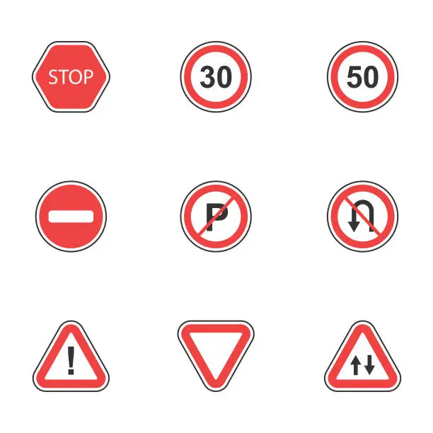 Vector illustration of Traffic Sign Flat Design.