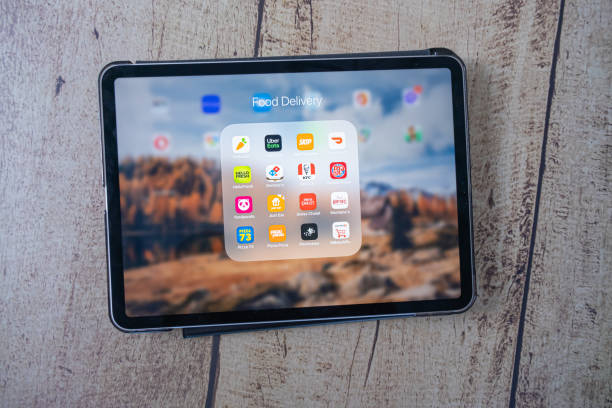 black tablet isolated from white background