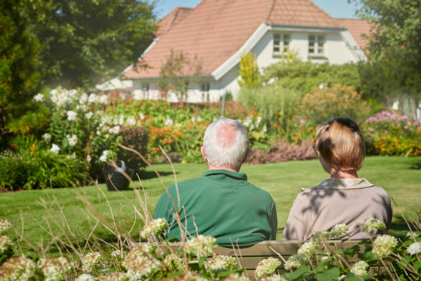 Rear view of couple on a bench