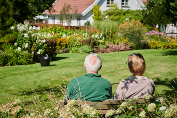 istock Rear view of couple on a bench 1338276576