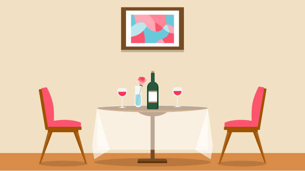 ilustraciones, imágenes clip art, dibujos animados e iconos de stock de juego de mesa de cena - dining table illustrations