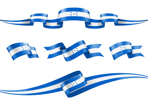 Honduras flag Ribbon Set - Vector Stock Illustration