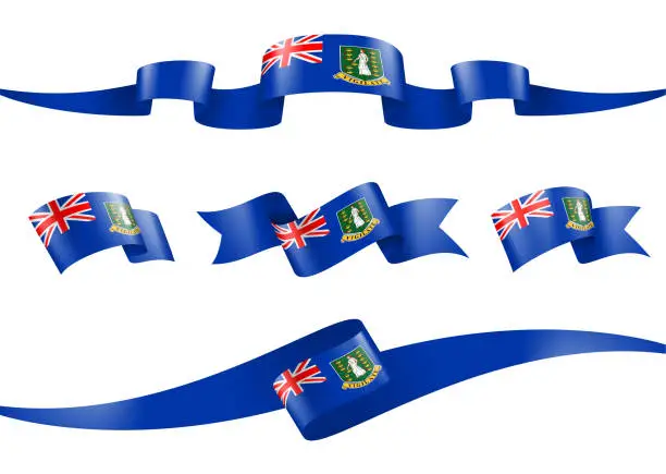 Vector illustration of British Virgin Islands flag Ribbon Set - Vector Stock Illustration