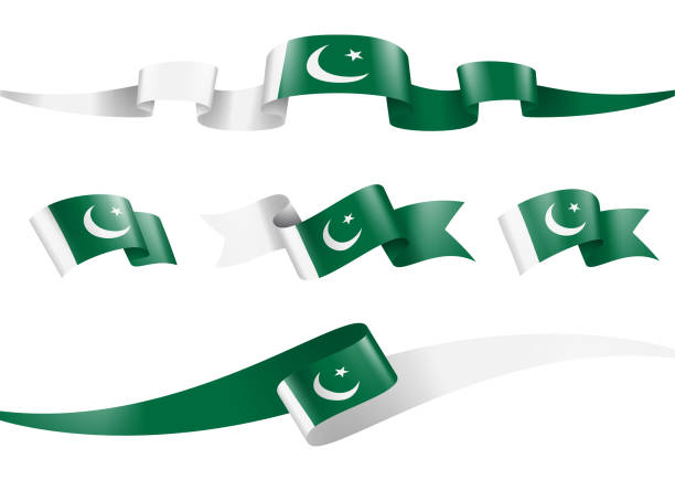ilustrações de stock, clip art, desenhos animados e ícones de pakistan flag ribbon set - vector stock illustration - bandeira do paquistão