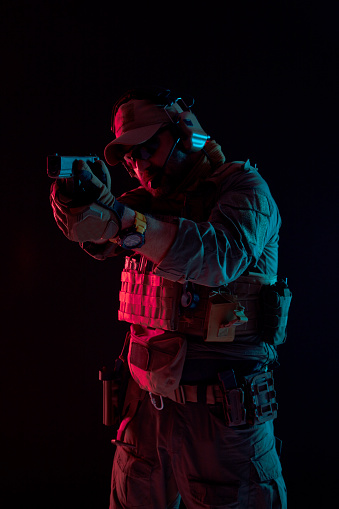 Special forces operator with gun