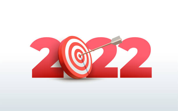 istock 2022 New Year realistic target and goals with symbol of 2022 from red archery target, arrows archer and number. Resolution and target for new year 2022 concept. Vector illustration on white background 1338282979