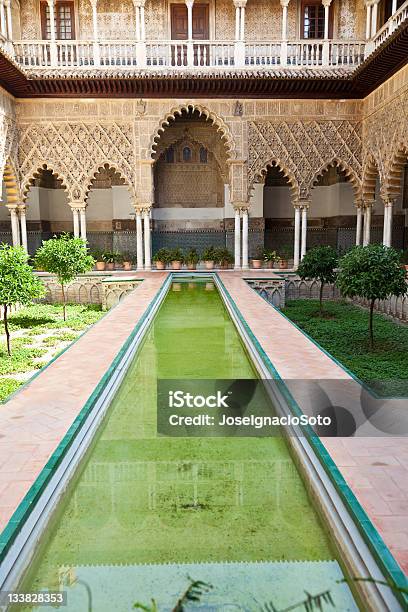 Courtyard Of The Maidens Real Alcazares Seville Stock Photo - Download Image Now - Ancient, Andalusia, Arch - Architectural Feature