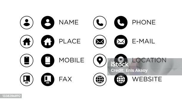 Visitenkartesymbole Stock Vektor Art und mehr Bilder von Icon - Icon, Telefon, E-Mail