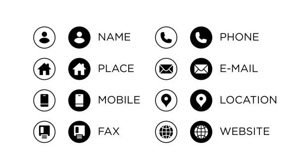 business card icons - telefon stock illustrations