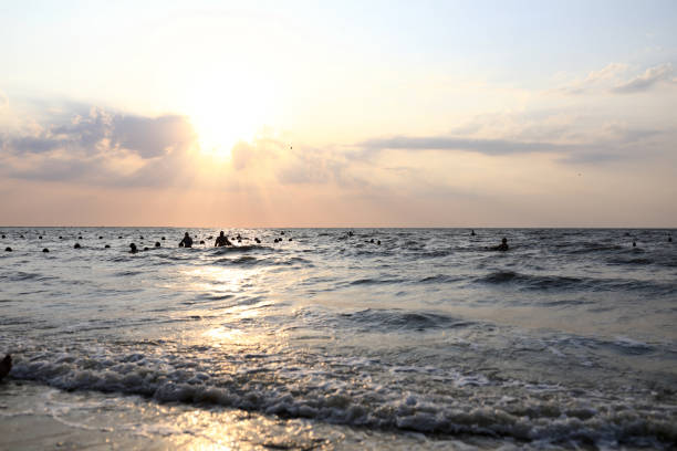 View of Azov sea at sunset, Russia