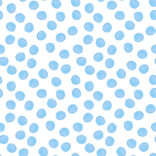 istock Hand Painted Brush Polka Dot Seamless Watercolor Pattern. Abstract watercolour Round Circles in Blue Color. Artistic Design for Fabric and Background 1338291078