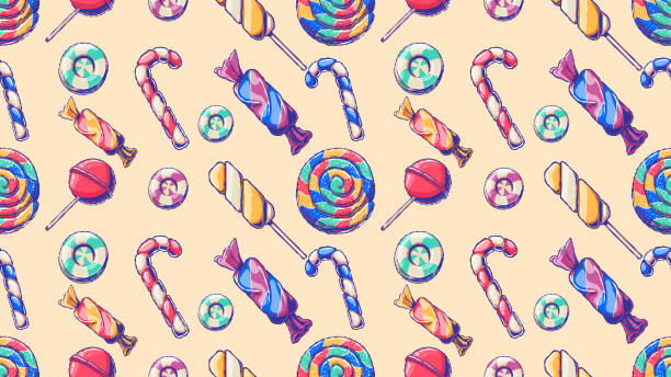 Drawn seamless pattern - Sweets and lollipops.