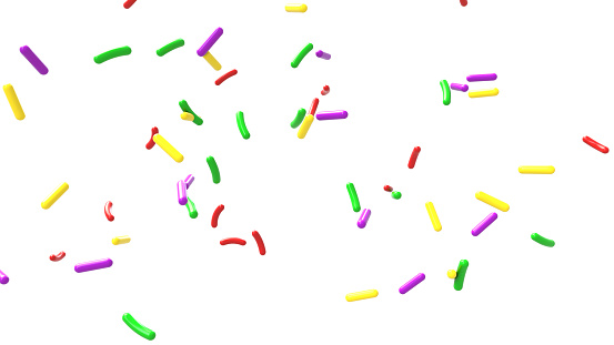 Colorful sprinkles isolated on white background