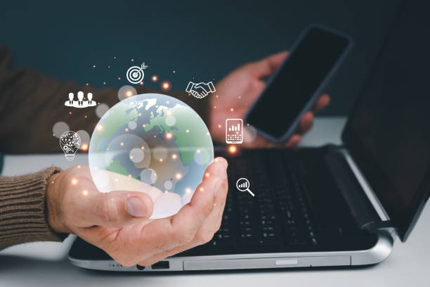 istock Businessman using application technology on mobile phone for business global and an internet connection to digital marketing, Financial and banking, concept about technology Digital link and big data. 1338299276