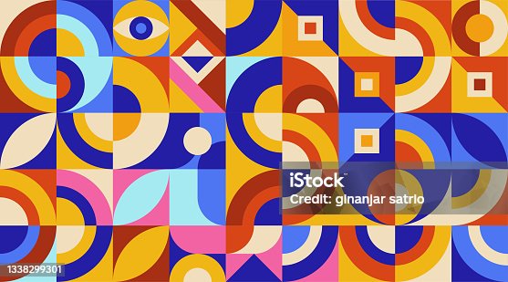 istock flat colorful abstract geometric shape background cover template 1338299301