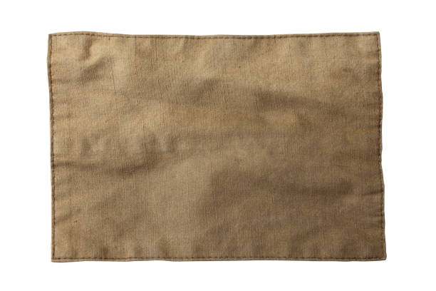 patch di cotone dell'esercito isolata su sfondo bianco. tessuto kaki - burlap textile patch canvas foto e immagini stock