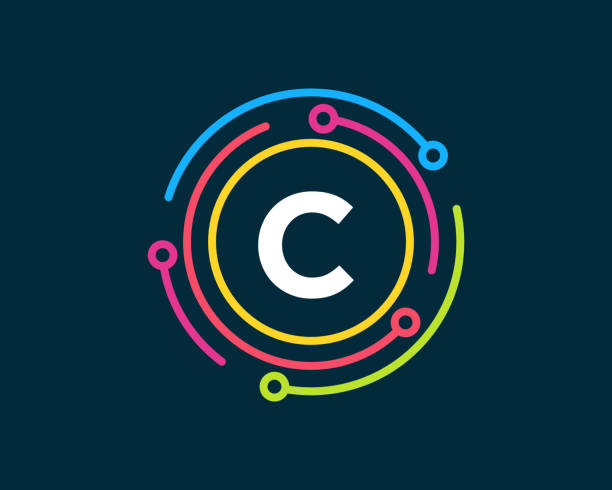 projekt logo technologii z koncepcją litery c. logo technologii litera c. projektowanie logo sieci - connection stock illustrations