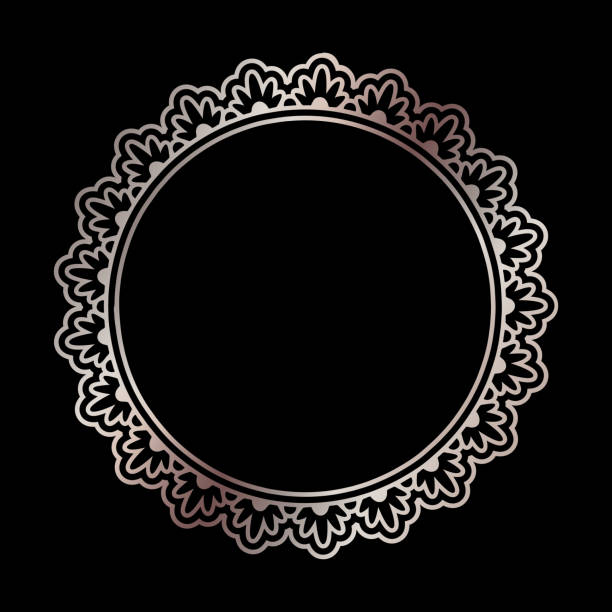istock Rose golden shiny glowing ornate frame isolated over black 1338306824