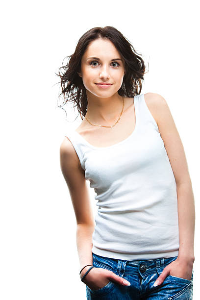 istock Glamorous young woman on white 133831026