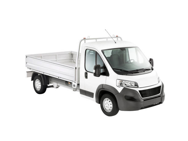 furgone camion bianco - small truck foto e immagini stock