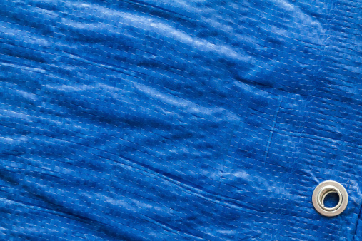 Blue tarp or waterproof tarpaulin