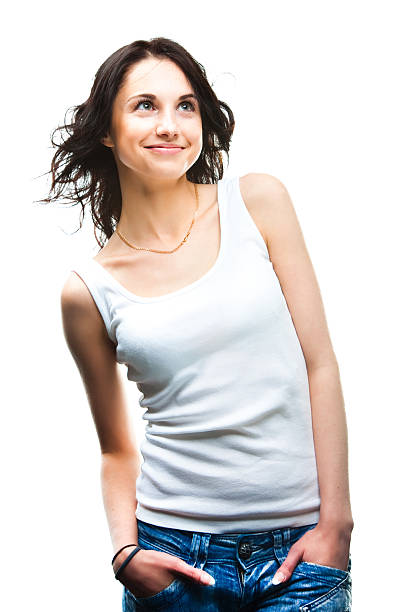 istock Glamorous young woman on white 133831484