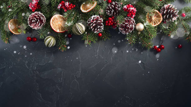 istock Festive Christmas greeting card template. 1338315091