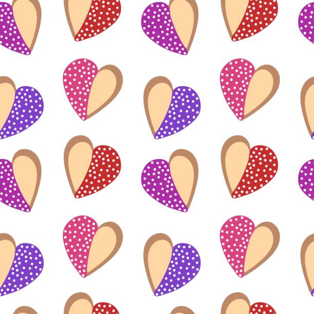 kolorowy wzór ciasteczek z sercem - valentines day candy chocolate candy heart shape stock illustrations