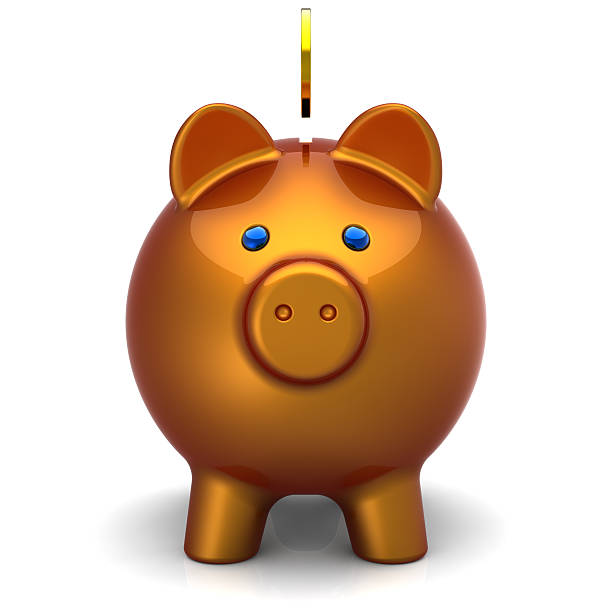 istock Piggy bank golden classic front view 133832076
